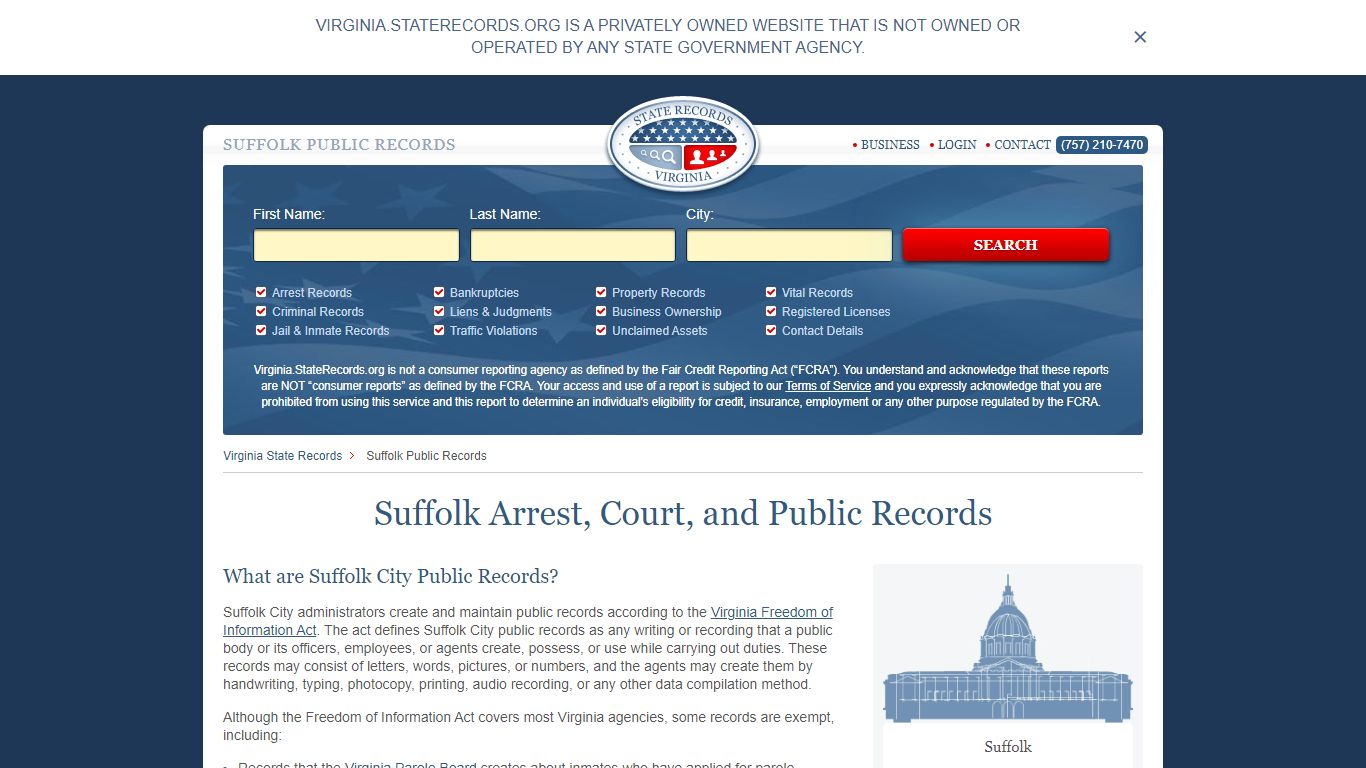 Suffolk Arrest and Public Records | Virginia.StateRecords.org