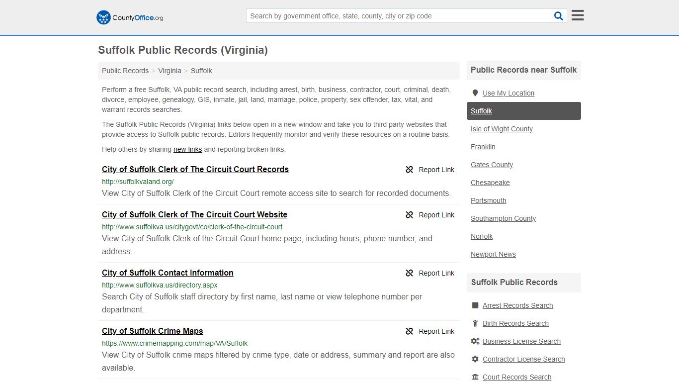 Public Records - Suffolk, VA (Business, Criminal, GIS ...