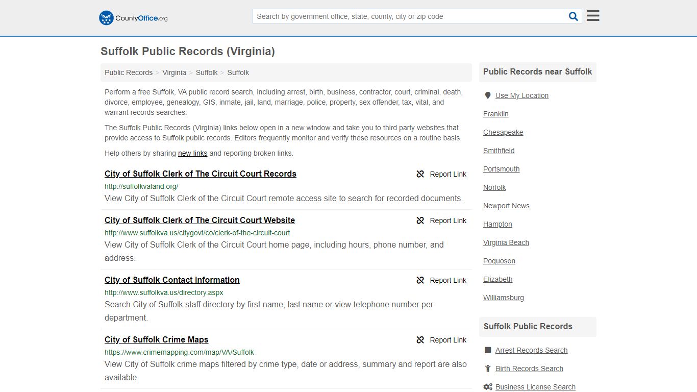 Public Records - Suffolk, VA (Business, Criminal, GIS ...